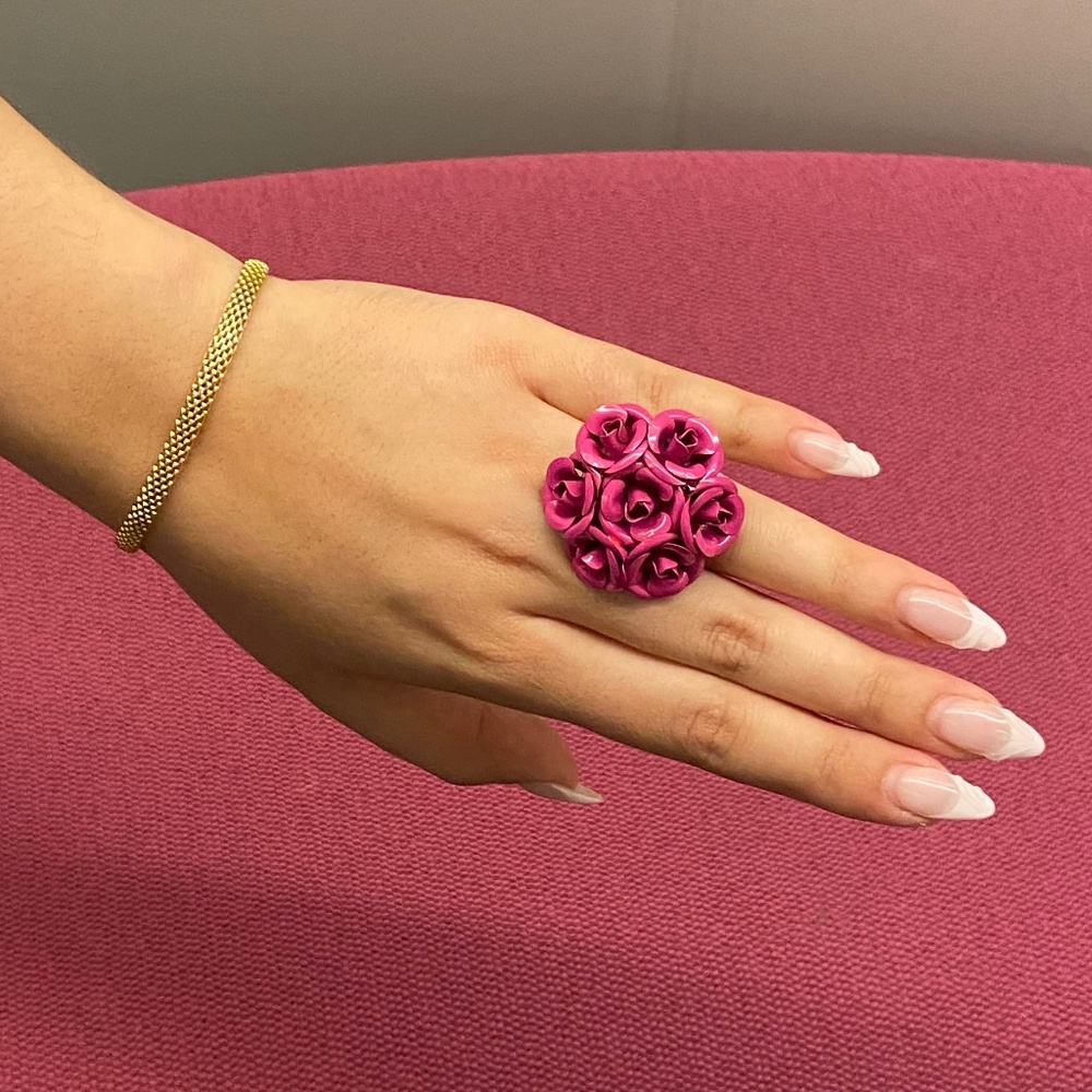 Pink Roses Statement Ring